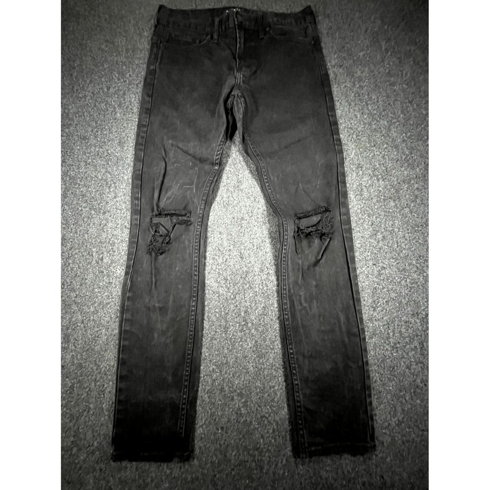 PacSun Stacked Skinny Jeans Mens 32x30 Black Denim Distressed Stretch Comfort
